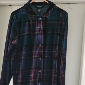 Denim & Co. Velvety Button Up Shirt Medium